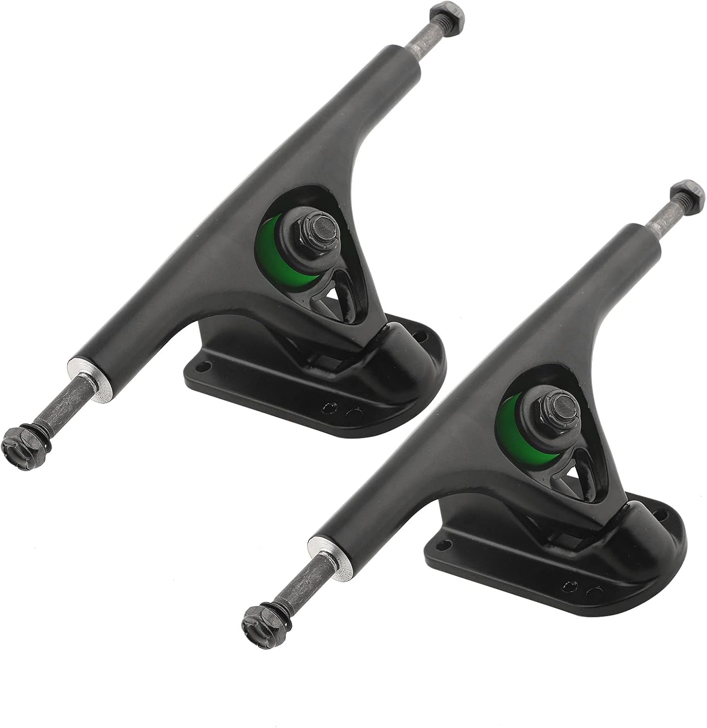 2PCS MS3101 Black Aluminium Alloy Skateboard Brackets, Round Hollow, Shockproof, Durably for Longboard, Skateboard Accessory with SHR‑88AA Shock Absorbers