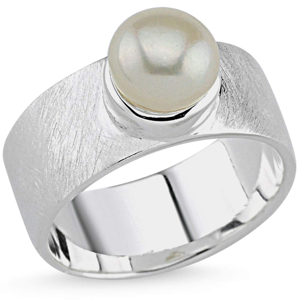 Vinani Anello con design a nido e perla naturale, in argento Sterling 925 2REU, Argento, 20, cod. 2REU-60
