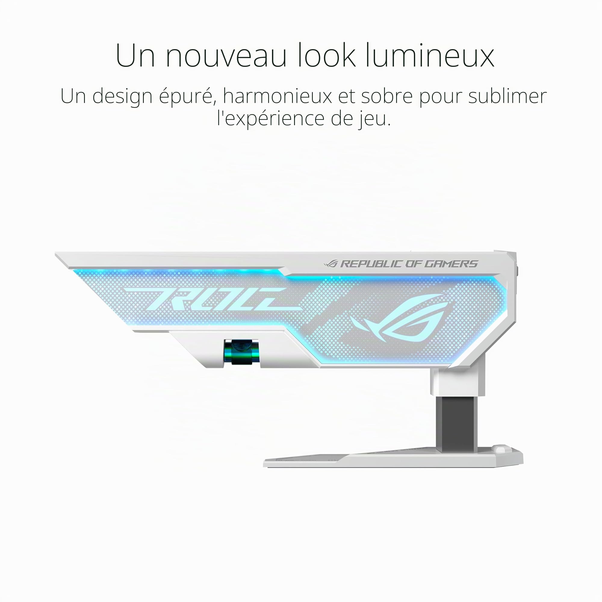 ASUS ROG Herculx Support pour Carte Graphique Blanc (Hauteur de Support 72-128 mm, élément ARGB 3D intégré, Aura Sync, Niveau à Bulle, Blanc)