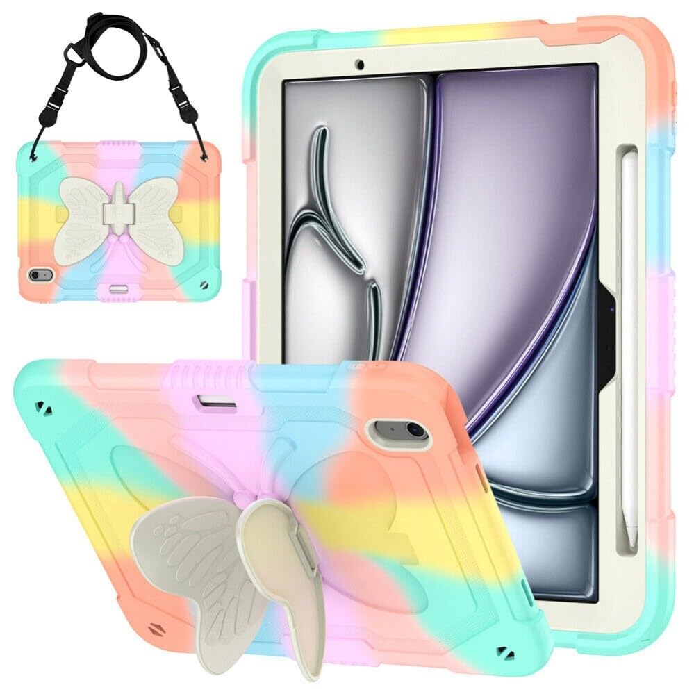 Étui iPad Air 11 M4 antichoc évite les casses avec sangle silicone