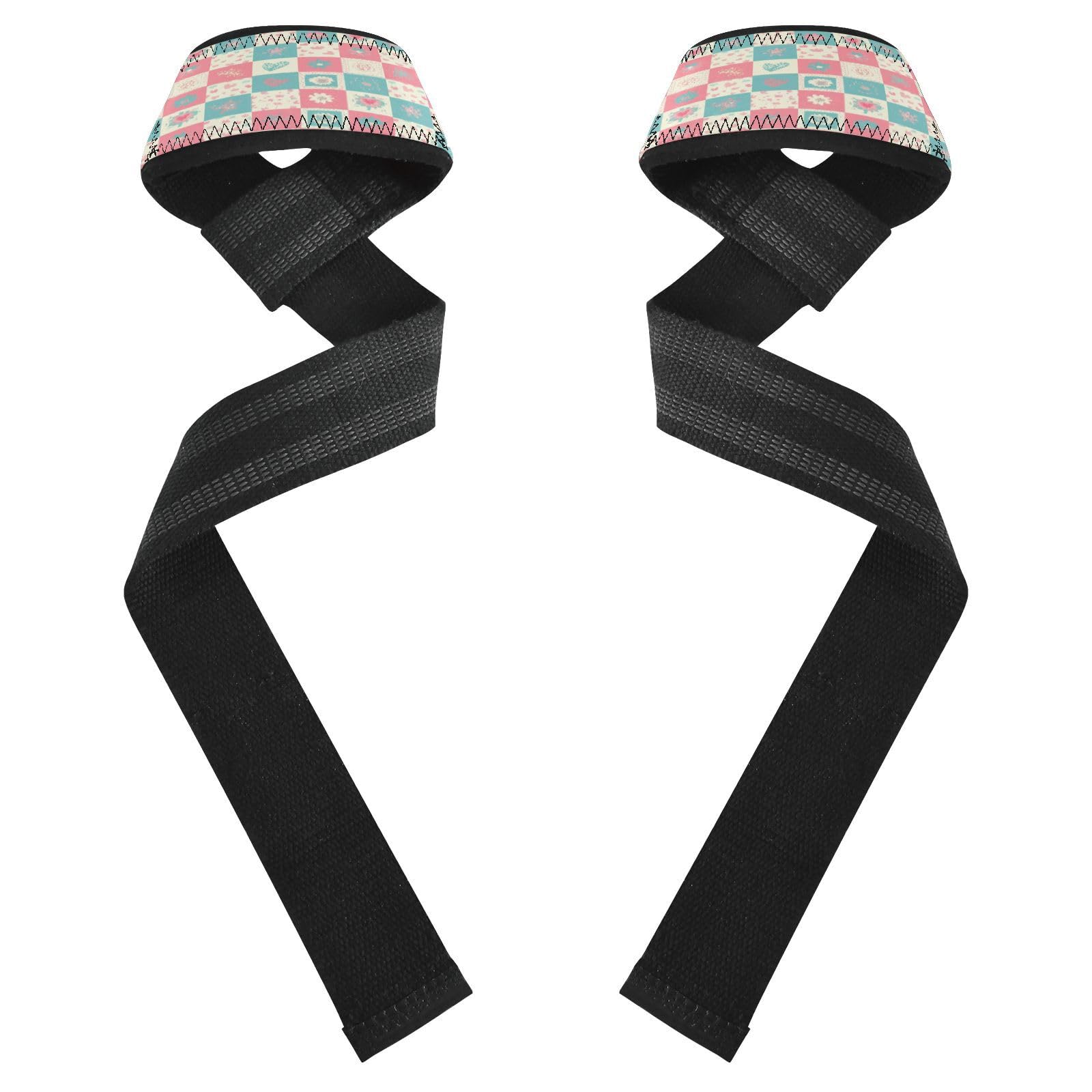 STAYTOP Beautiful Patchwork Floral Patterns Wrist Straps for Weightlifting,Lifting Straps with Neoprene Cushioned Wrist Padded and Anti-Skid Silicone for Strength Training,Bodybuilding,Deadlifting
