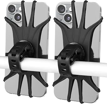 VOVIGGOL Bike Phone Mount 2 Pack, Universal Motorcycle Phone Holder for Bike, 360Rotation Silicone Bicycle Phone Holder Handlebar Phone Mount Compatible with iPhone, Samsung, All Smartphones