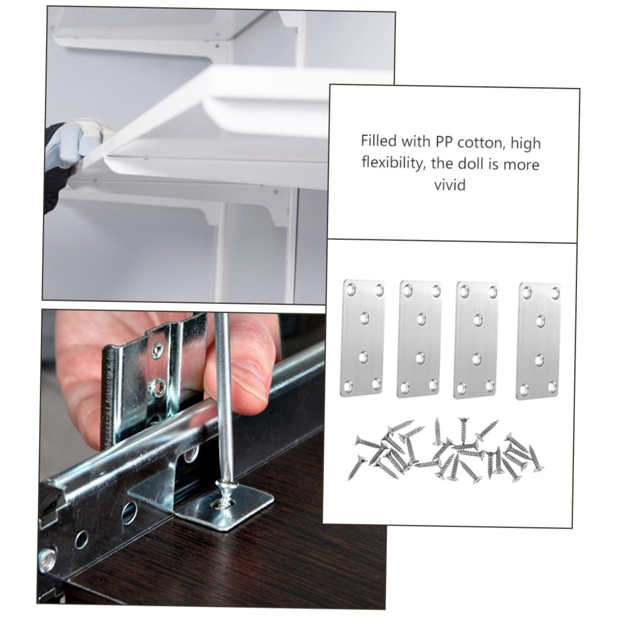 PRETYZOOM 6pcs Stainless Steel Connection Plate Flat Railing Fixing Straight Post Support Steel Small Mending Heavy Duty Silver