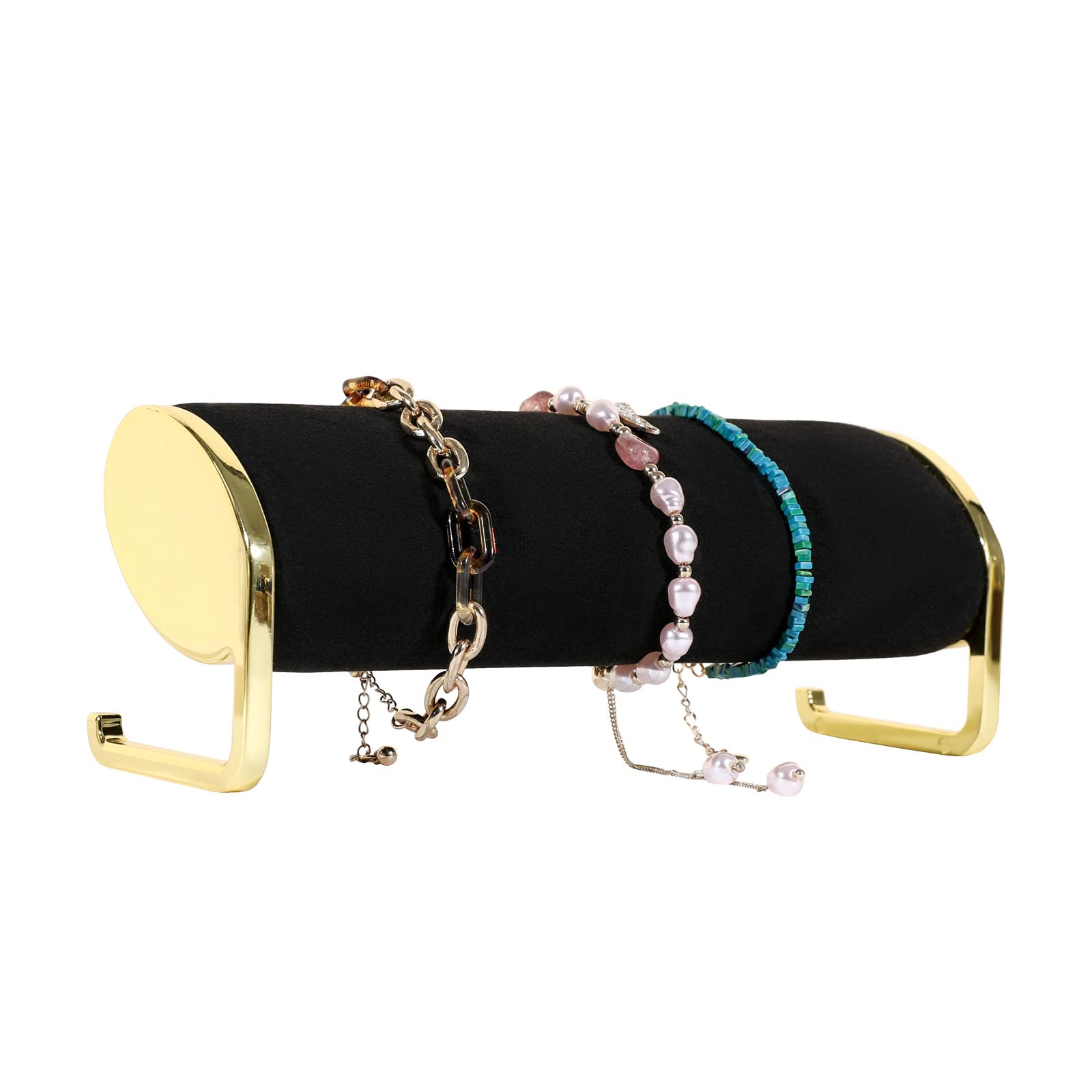 Organisateur de rangement pour bracelets en velours noir et or élégant