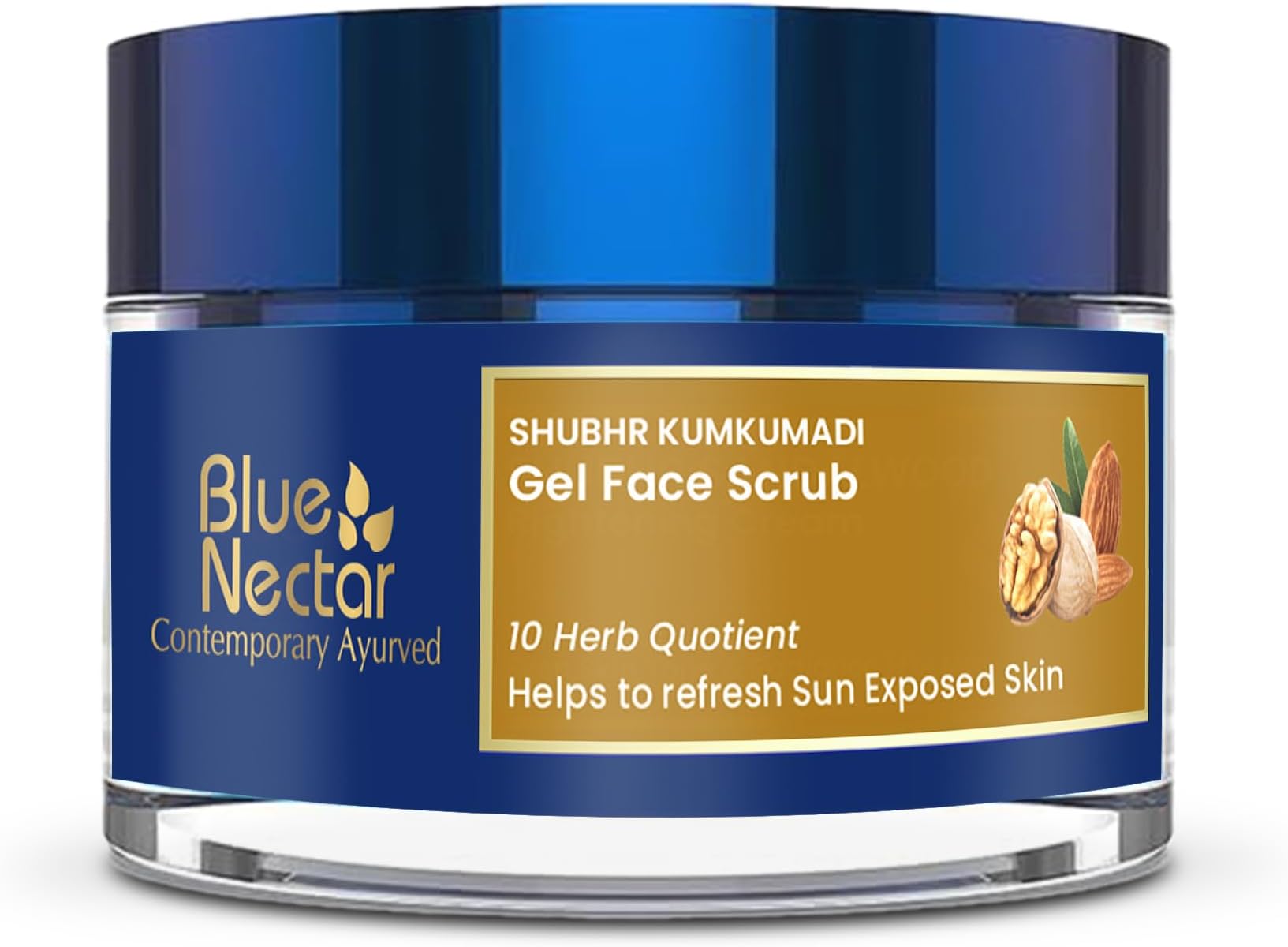 Blue Nectar Gel Face Scrub With Plant Based Vitamin E | Walnut Scrub for Face for Gentle Exfoliation & Skin Brightening | for Tan Removal | Exfoliating Scrub for Women & Men(10 Herbs, 50g)