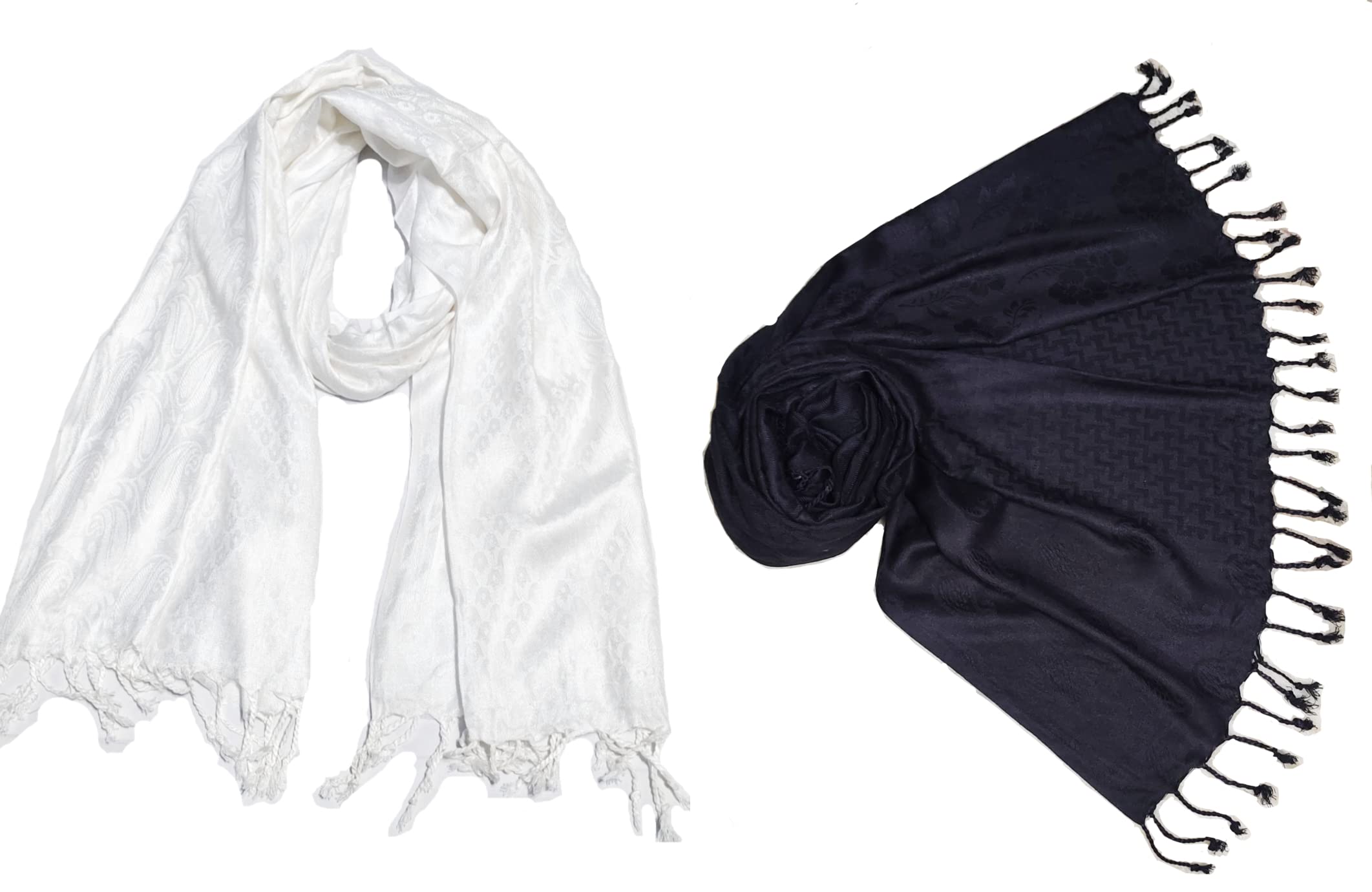 SABA Women And Girl's Fancy Viscose Self Jaquard 3D Design Scarves, Hijab, Scarf, Stole Combo Pack Of 2-image-41