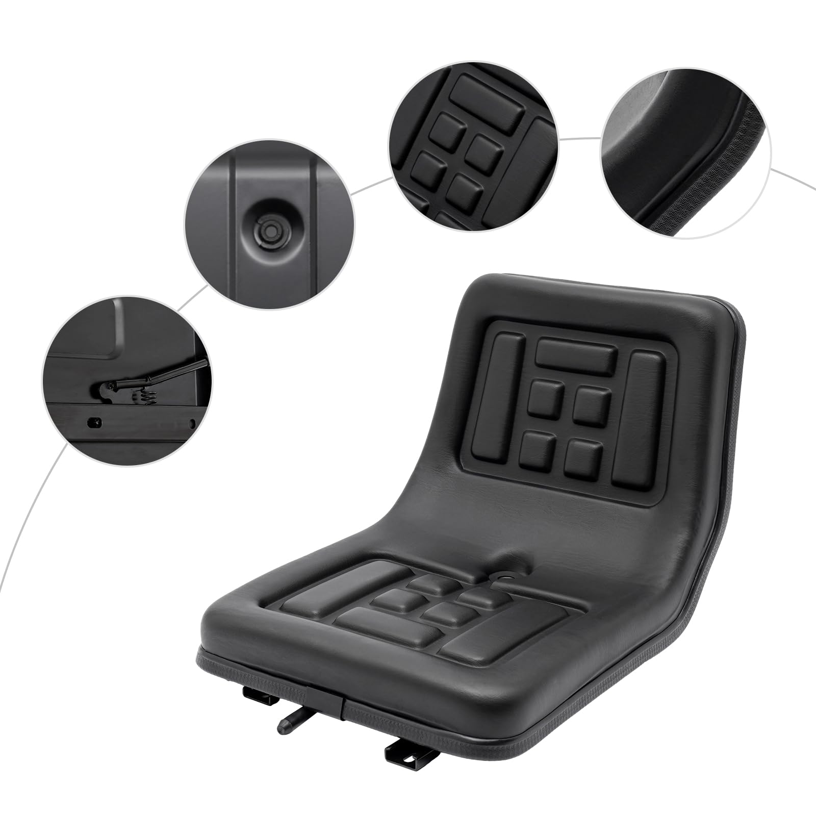 Sedile universale per trattore con rivestimento in PVC - Sedile da trattore imbottito con capacità di carico 100 kg, regolabile di 15 cm, telaio in acciaio resistente alla ruggine per trattore