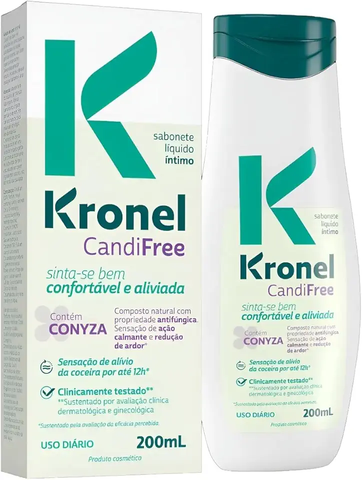 Kronel Sabonete Íntimo Líquido Candifree 200 mL com Alívio da Coceira por até 12 Horas e Propriedade Antifúngica
