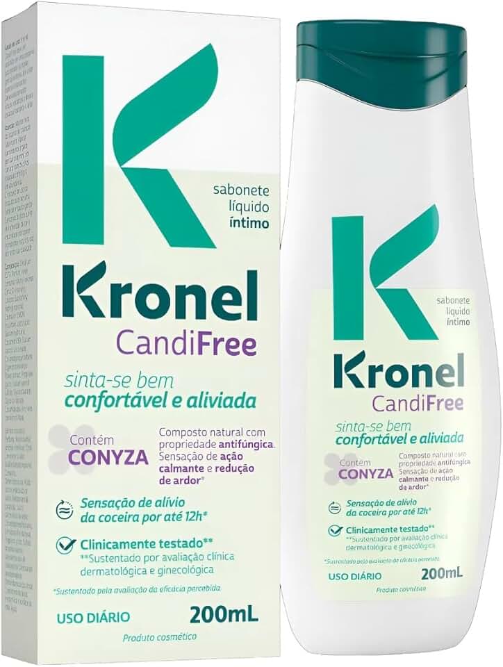 Kronel Sabonete Íntimo Líquido Candifree 200 mL com Alívio da Coceira por até 12 Horas e Propriedade Antifúngica