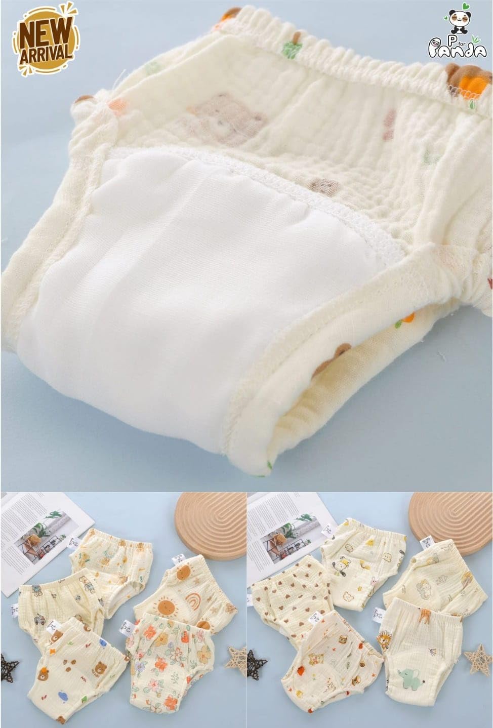 TENIYU Boys & Girls Cotton Training Underpants | Soft Absorbent Potty Training Underwear for Toddlers | Reusable Washable Baby Briefs for Toilet Training (4) (12-24 M) Multicolour 1