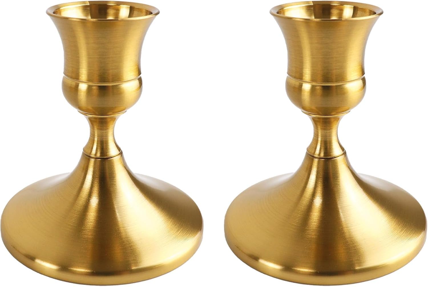 Gold Candlestick Holders, Set of 2 Candle Stick Holders for Table Centerpiece, Mantel Decor, Dining, Meditation, Party and Christmas Decoration