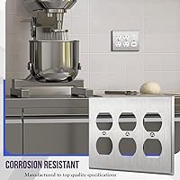 Vista 36 de ENERLITES Placa de pared de metal dúplex para receptáculos, cubierta de salida de acero inoxidable, resistente a la corrosión, tamaño de 1 banda