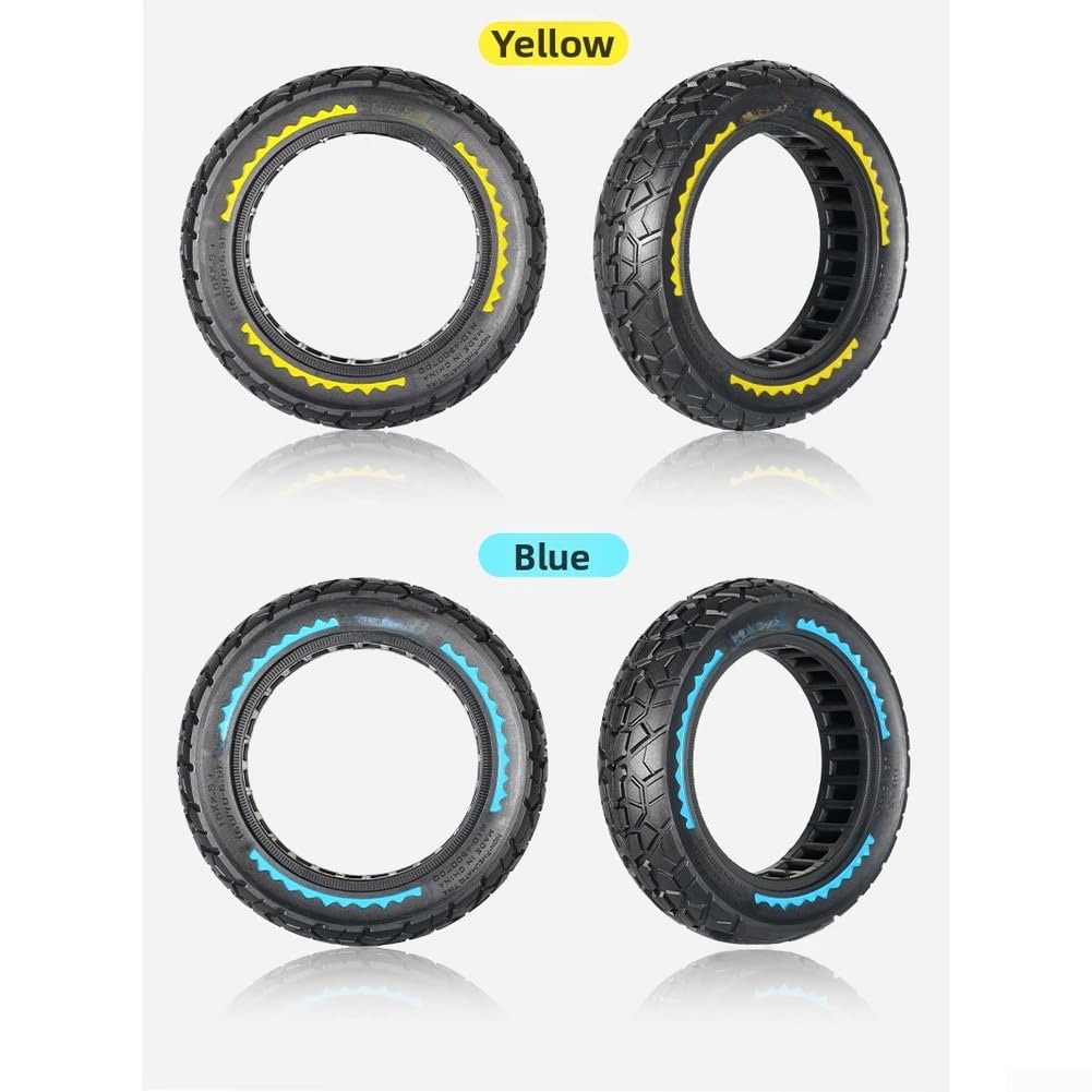 Pneu de scooter solide 10 x 2,5 compatible avec Ninebot Max G30/G30P, pneu hexagonal en caoutchouc avec absorption des chocs, roue de rechange résistante aux crevaisons (jaune)