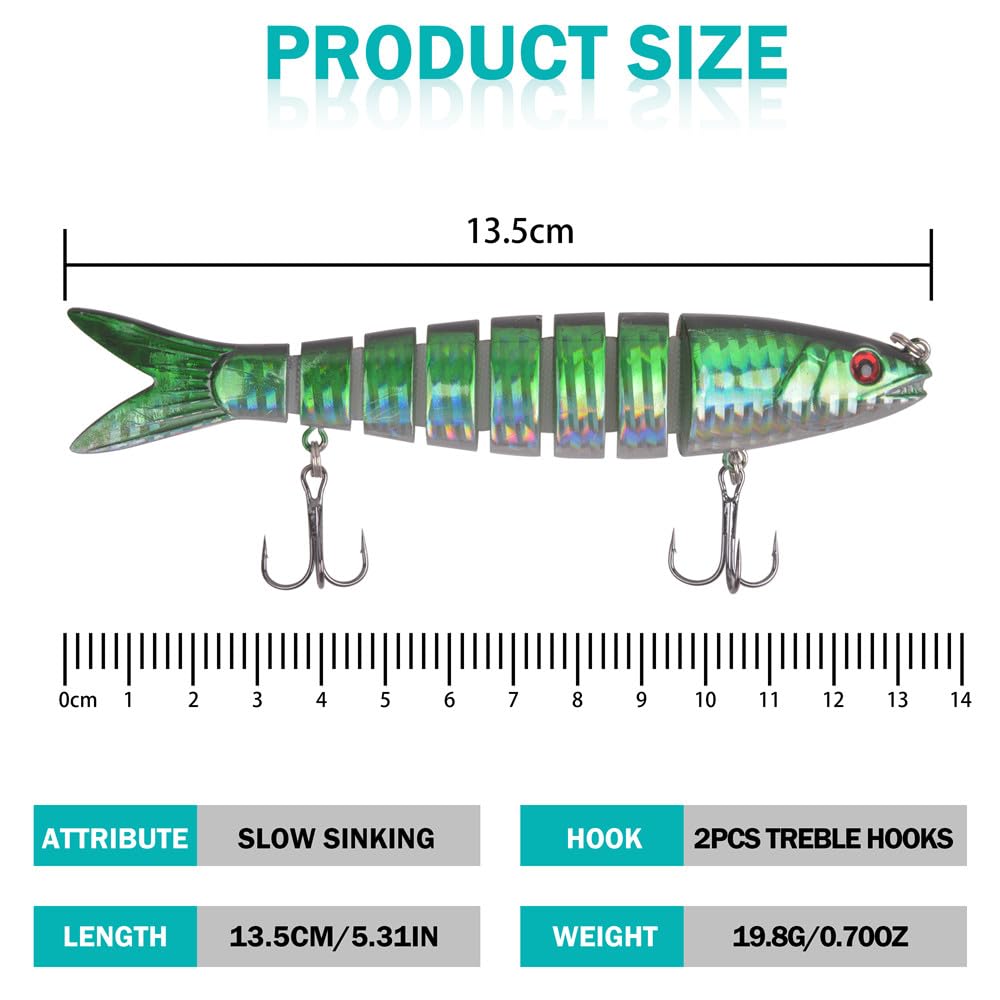 10 pièces/5 pièces leurre articulé Topwater Truite leurres de pêche durs 20g Wobbler 3D Yeux Multi Sections appâts nageurs appâts artificiels brochet leurre