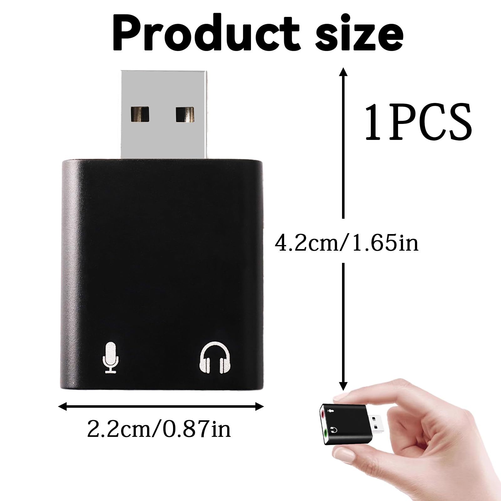 Adaptador de Sonido USB a Jack de 3,5 mm, Tarjeta de Sonido Externa Estéreo 3D para Auriculares y Micrófono, Compatible con PS4, PS5, Windows, Mac, Plug & Play, Diseño Compacto y Portátil [AU-MMSA]
