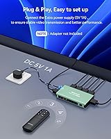 Vista 6 de Interruptor HDMI 5 en 1 salida 4K 60Hz, GANA HDMI Splitter Switcher con control remoto, concentrador de caja de interruptor HDMI 2.0 de aluminio