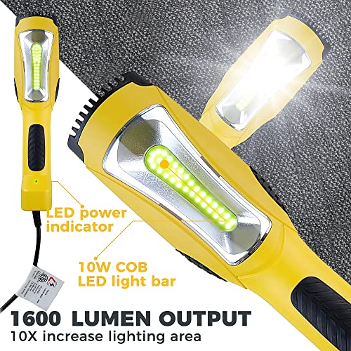 Aceland Portable Corded LED Work Light with Outlet in Handle, COB LED, 1600 Lumen 6ft 116AWG 3C SJTW Cord Handheld Outdoor Work Light, Magnetic on Back - Thumbnail 2