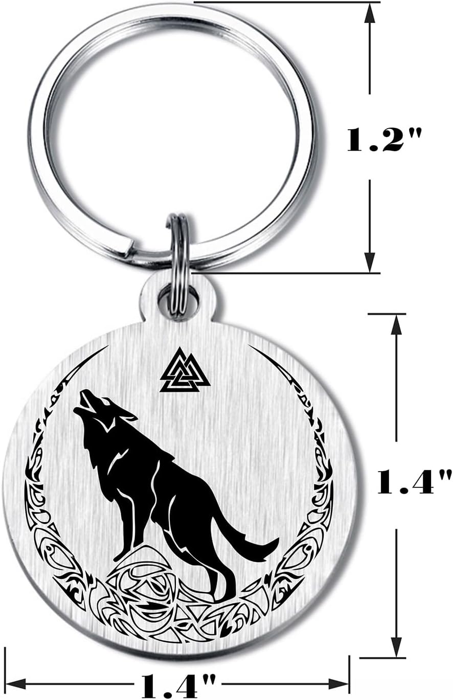 Viking Gifts for Women Men - Norse Mythology Gifts - Vegvisir, Odin, Fenrir, Tree of Life, Valknut Viking Keychain - Image 2