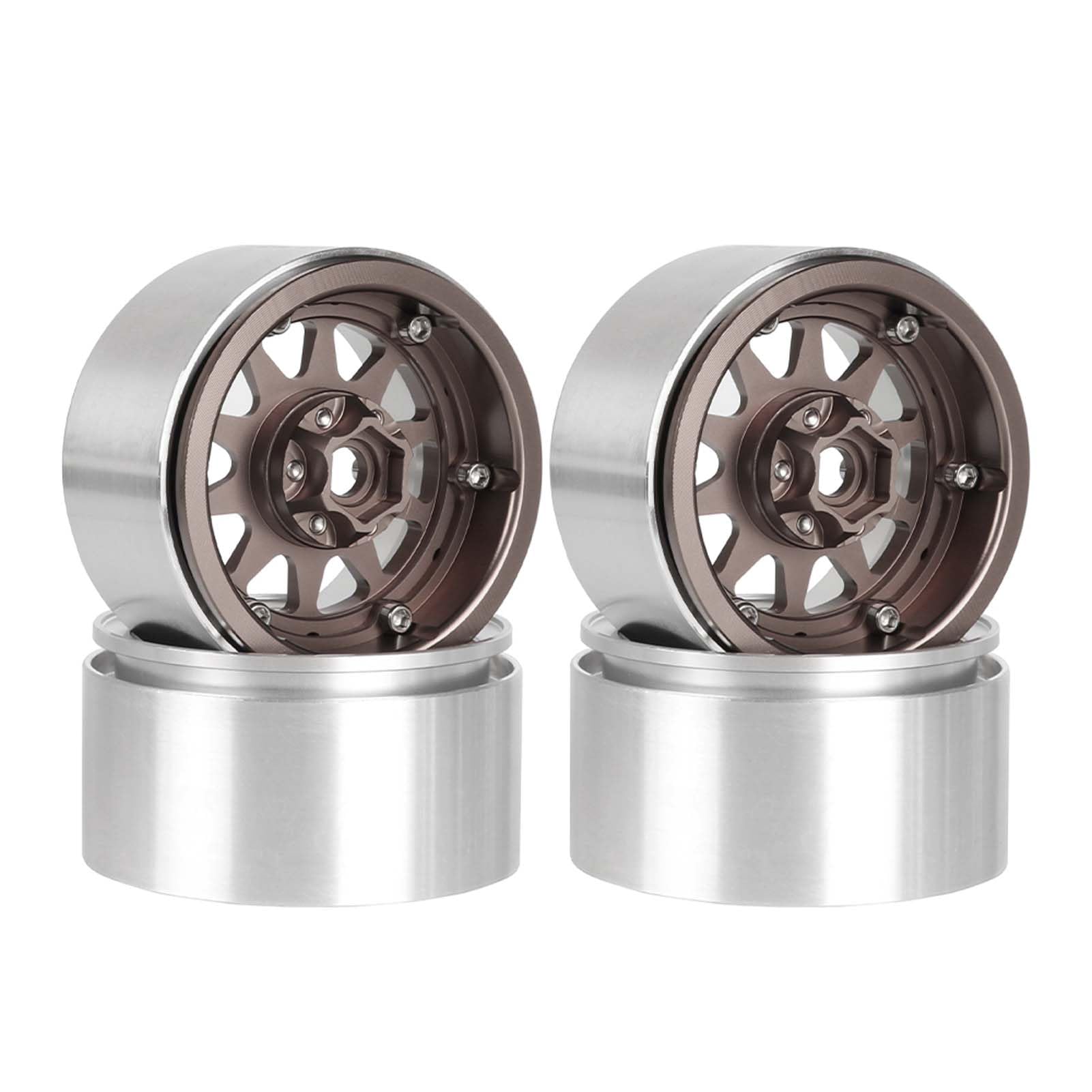 KEEDA Profondità di incollaggio negativa 10mm Cerchi in lega di alluminio 2,2 Beadlock per SCX10 RR10 TRX4 VS4-10 Gen8 1/10 RC Crawler Car (B, Bronzo)