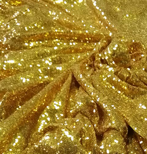 HOSL Pack of 6 Gold Yellow Glitter Sequin Table Runners 12 x 108 Inches For Wedding Banquet Party Decoration (Color may vary different in different light) - Thumbnail 2