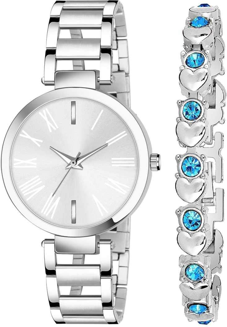 New Unique Designer Combo of Silver Dial Stainless Steel Strap and Silver Bracelet (B08XZS73HH) Amazon Price History, Amazon Price Tracker