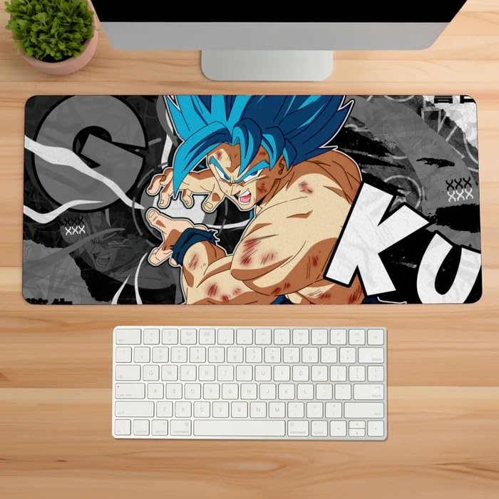 Image of Large Anime Mouse Pad | Goku Gaming Mouse Pad | 3mm Thick with Anti-Skid Rubber Base | Anime Desk Met for Laptop Desktop PC Gaming Mousepads Rubber Base with- Anti Skid | Size (11 x 23 Inch)