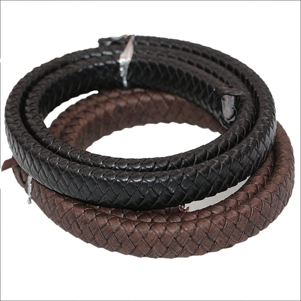 Cordoncino per gioielli in pelle, Bracciale for collana fai-da-te con corda da 12 mm × 6 che realizza accessori for gioielli in PU intrecciata marrone nero | Black