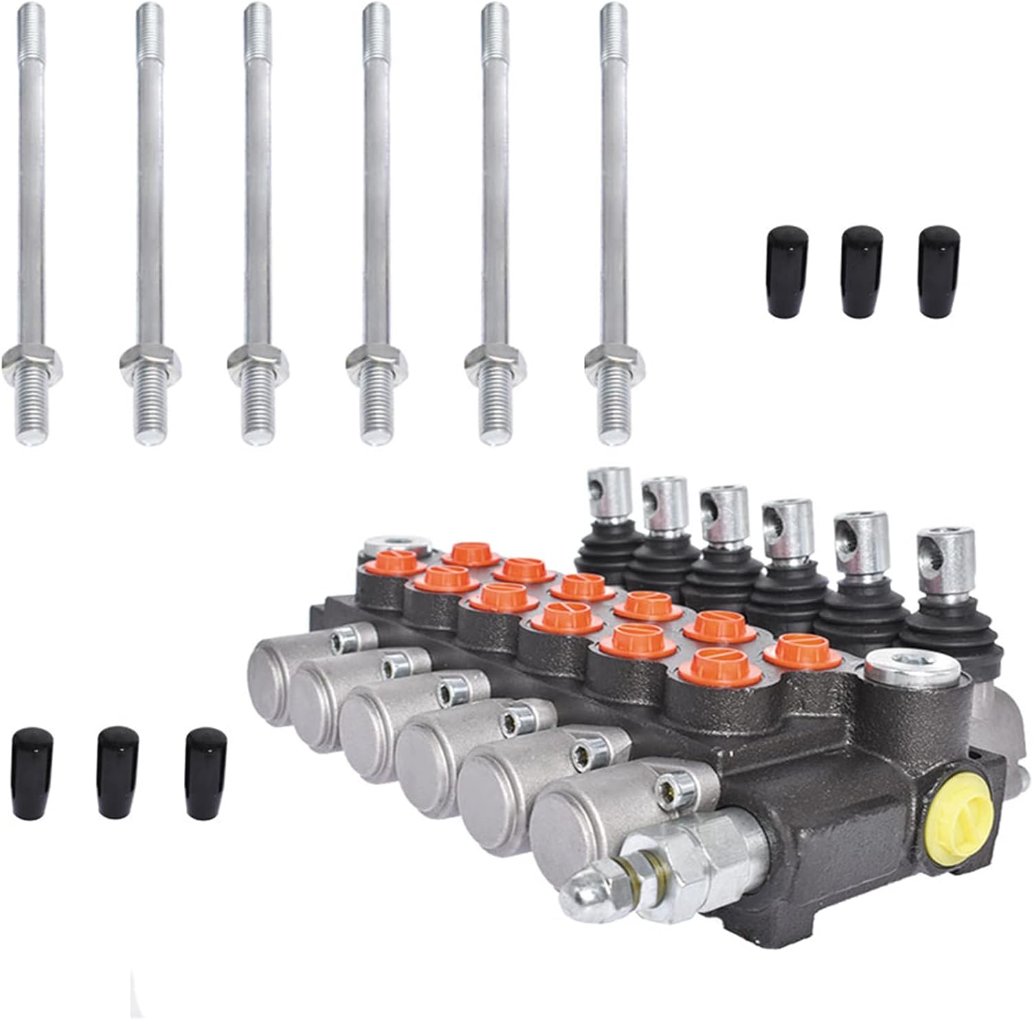 kimllier 6 Spool Hydraulic Valve 13GPM 3600PSI Hydraulic Directional Control Valve SAE Ports Double Acting Valve