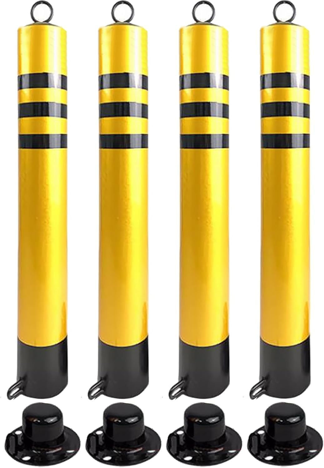 Traffic Delineator Post Delineator Safety Cone Post Commercial Parking Bollard Lockable, Driveway Sidewalk Traffic Delineator Post Reflective Nightly, Schools/Hospitals/P-4 Pack-65cm/25.6in Tall