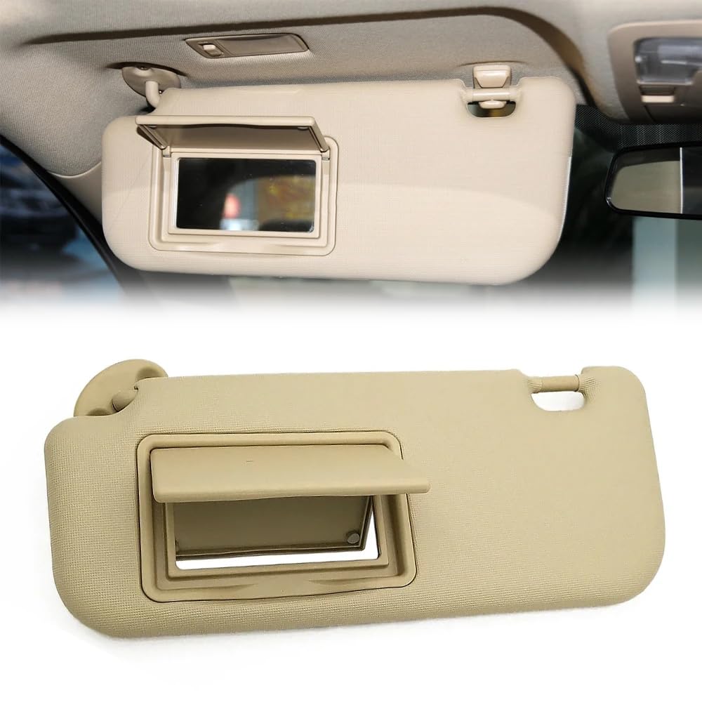 Visera Parasol Interior para T-oyota Corolla 2014-2018, Parasol Interior para Coche Visera con Espejo Lado del Conductor Lado del Pasajero Izquierda Bien Reemplazo,Beige-Left