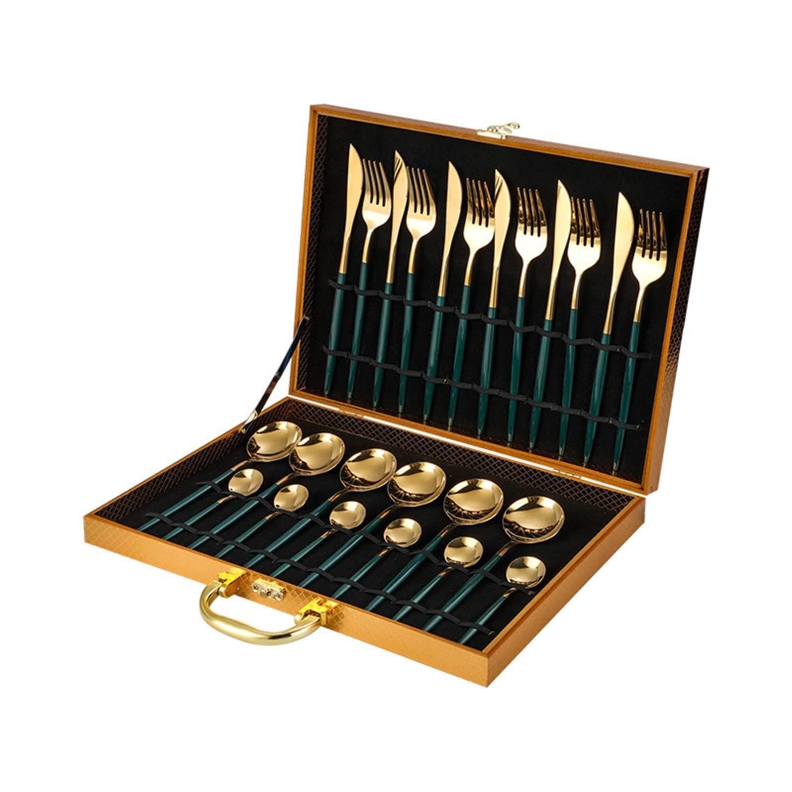 Ensemble de Couverts 24 Pièces pour 6 Personnes,Couverts de Table Moderne en Acier Inoxydable,Comprend Couteau, Fourchette, Cuillère, Cuillère à Café, Poli Miroir Design