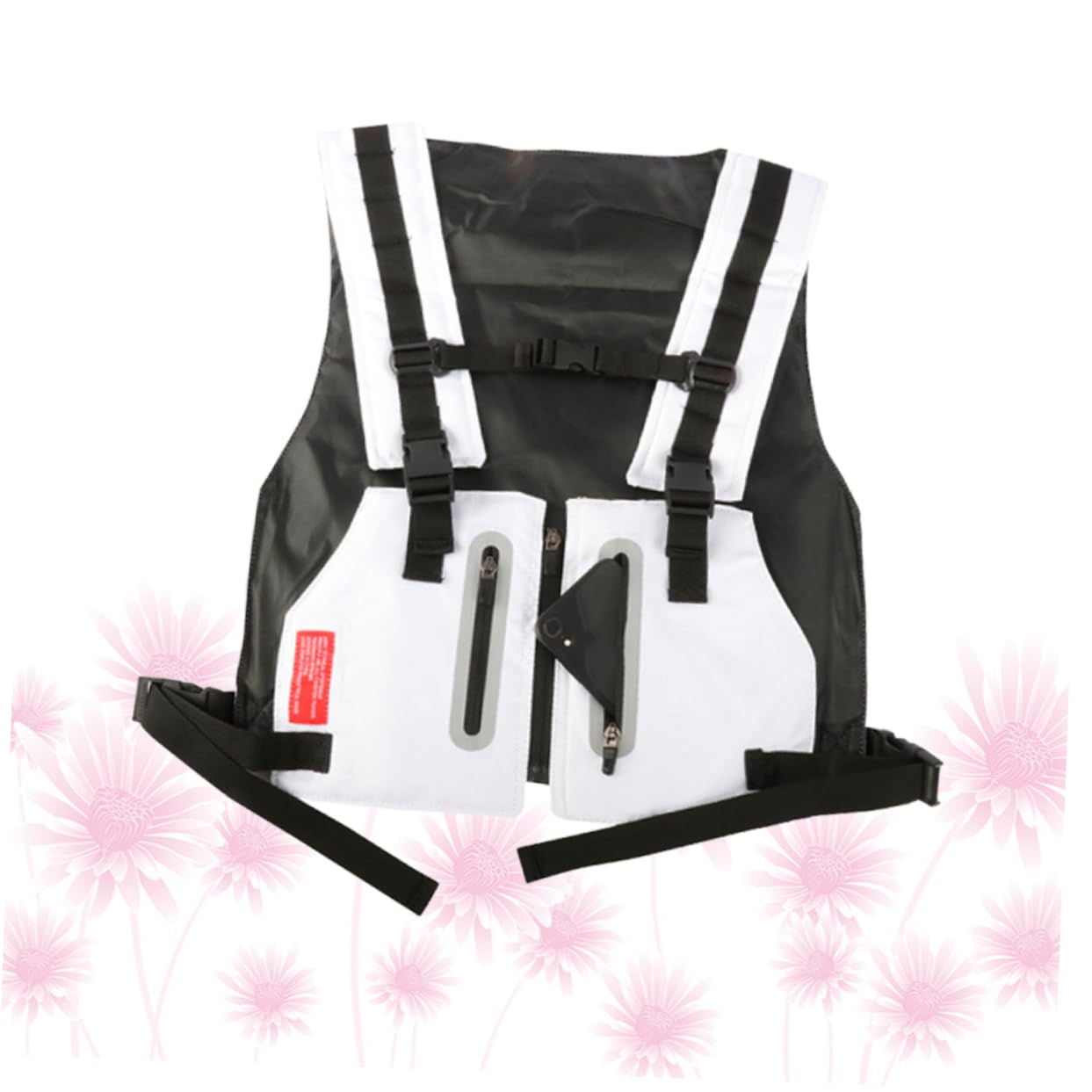 KOMBIUDA Gilet Alta visibilità Uomo Bianco Spallacci Regolabili, Tasche Multiple e Fascia Vita Regolabile per Ciclismo e Campeggio