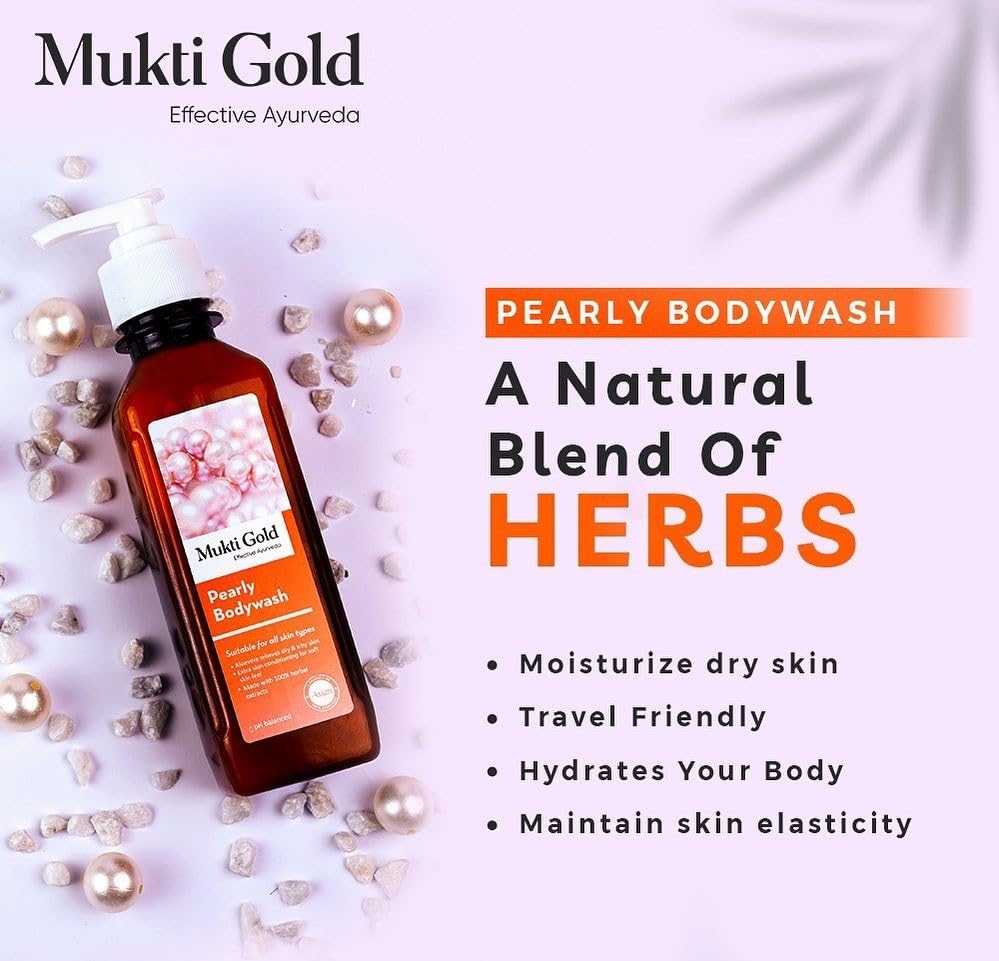 Axiom Mukti Gold Pearly Body wash, Made with herbal extracts, Aloevera Relieves Dry & Itchy Skin with Extra Skin Conditioning, Useful for all skin types, Soft skin feel -250ml 2