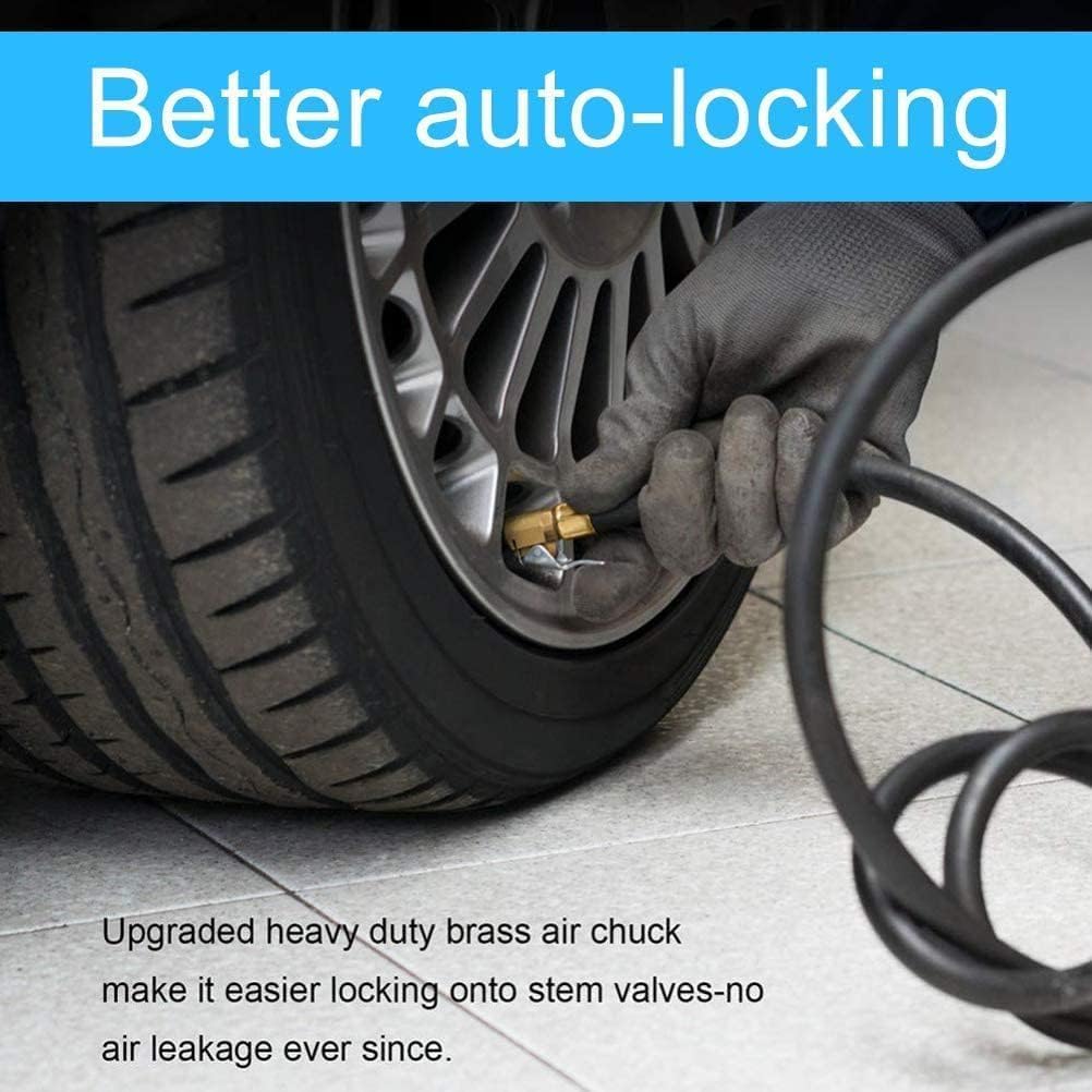 Auluft Heavy Duty Brass Air Chuck, Open Flow Straight Lock, Straight Lock-On Air Chucks, 1/4" FNPT Tyre Chuck for Inflator Gauge Compressor Accessories (Brass, 4 Pack)