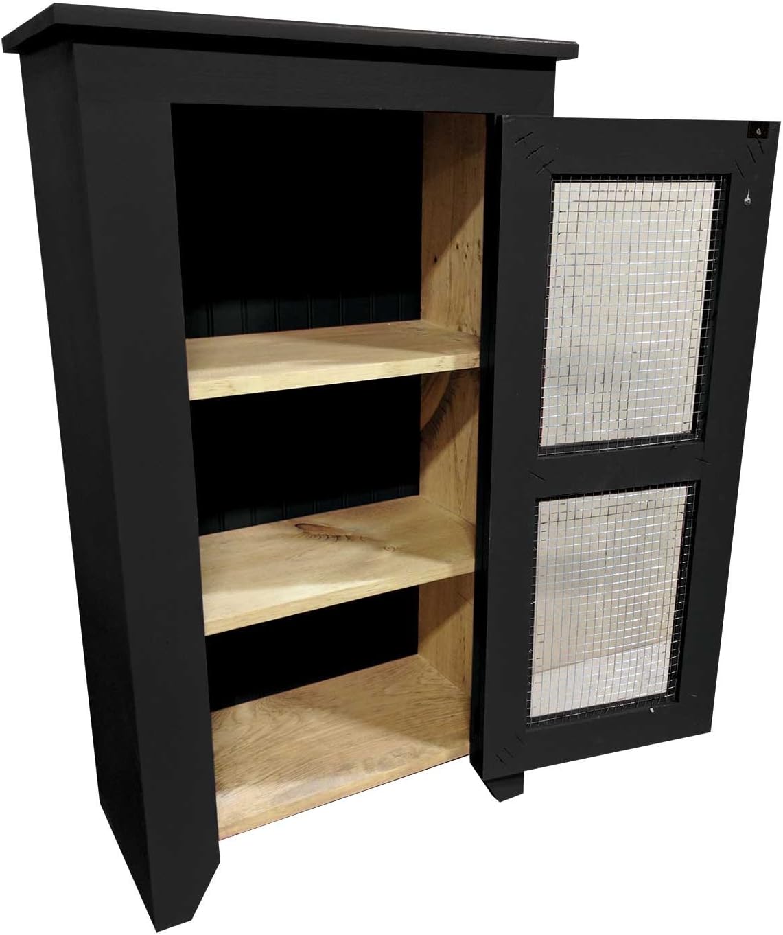 Sawdust City Kitchen Pie Cabinet with Screened Door 24" W x 12.5" D x 42" H (Solid Black)