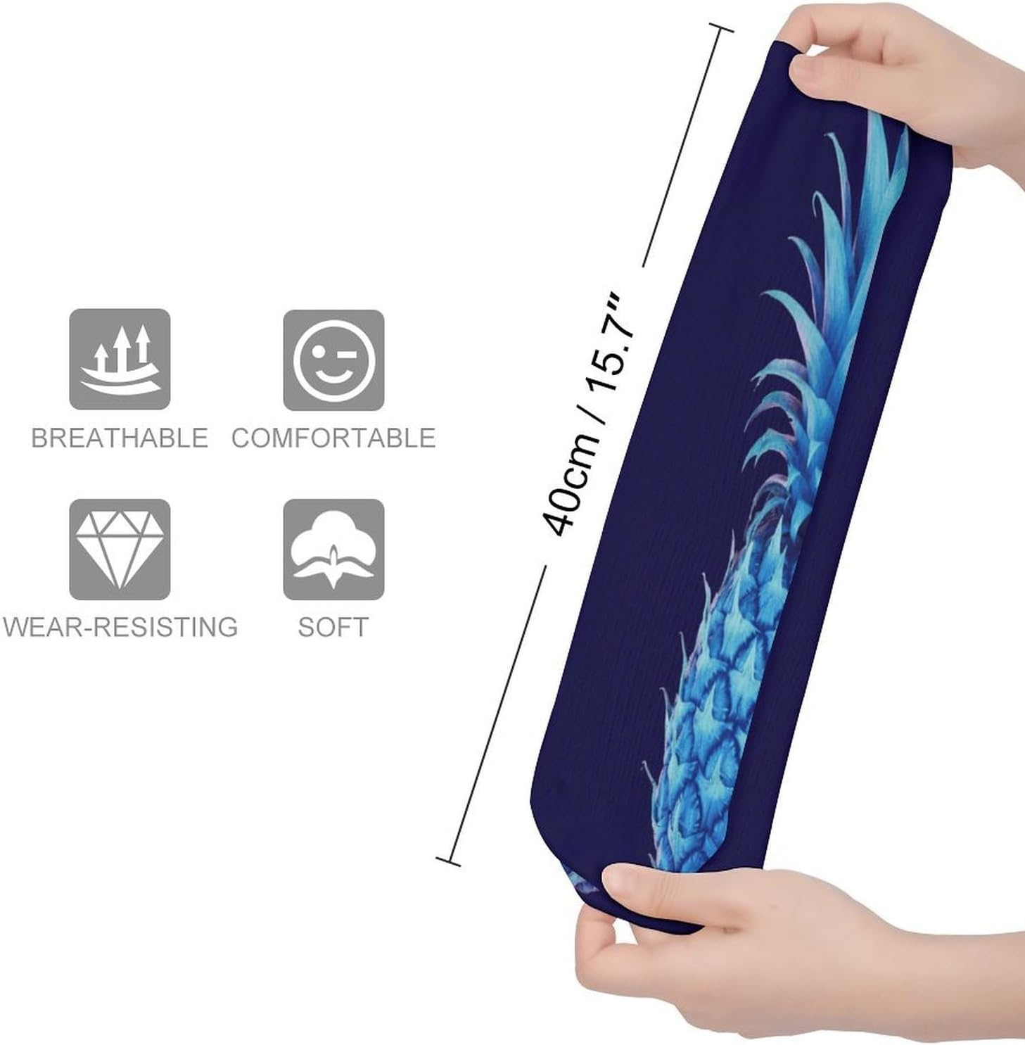 Blue Pineapple Crew Socks Soft Thermal Socks | Socks for Men Women-Casual Wicking,High Stocking for Sports Running-Long Thin Tube Sports Breathable