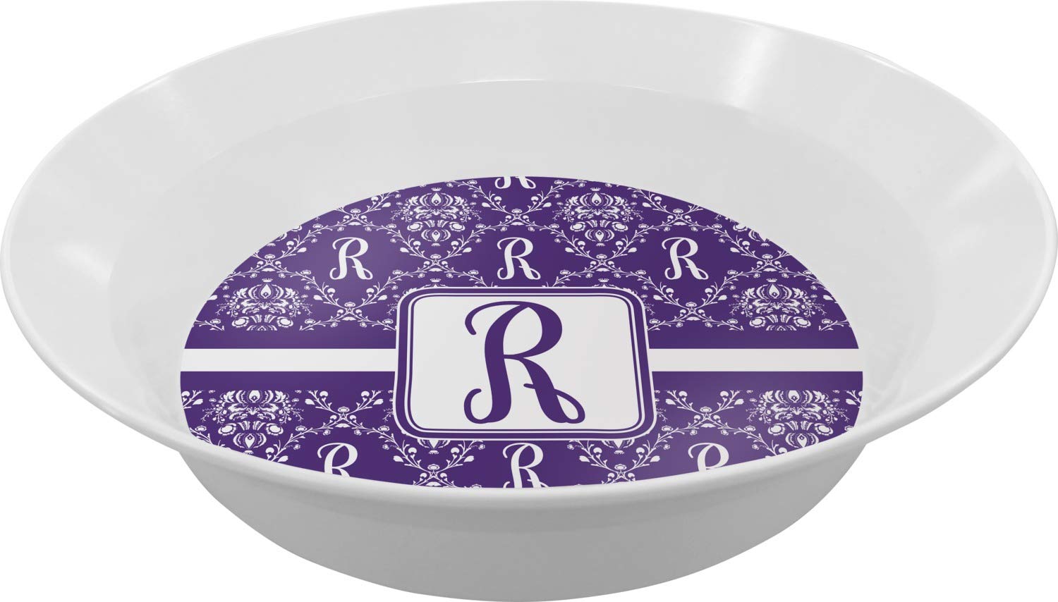 Personalized Initial Damask Melamine Bowl - 12 oz