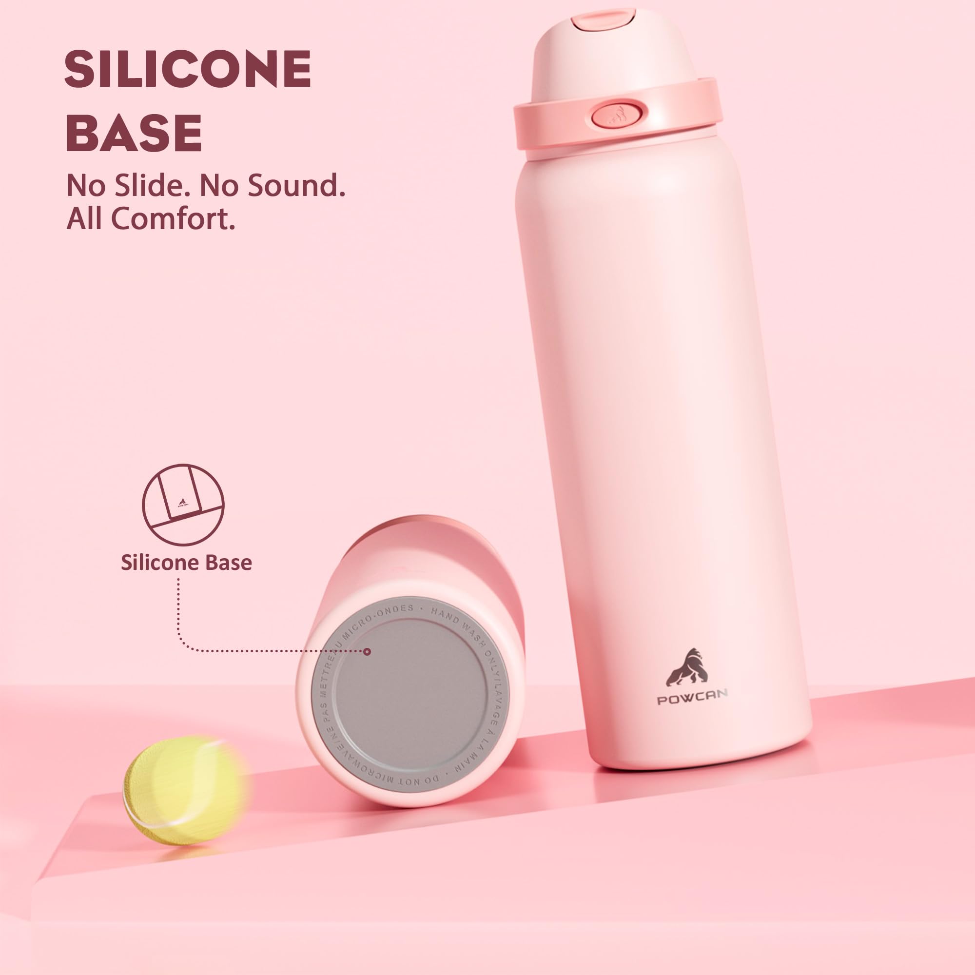 POWCAN Borraccia in acciaio inox da 1183 ml, da donna: coperchio 2 in 1 con beccuccio a pulsante e cannuccia a chiusura rapida, a tenuta stagna, mantiene il freddo per 24 ore, tazza termica in metallo
