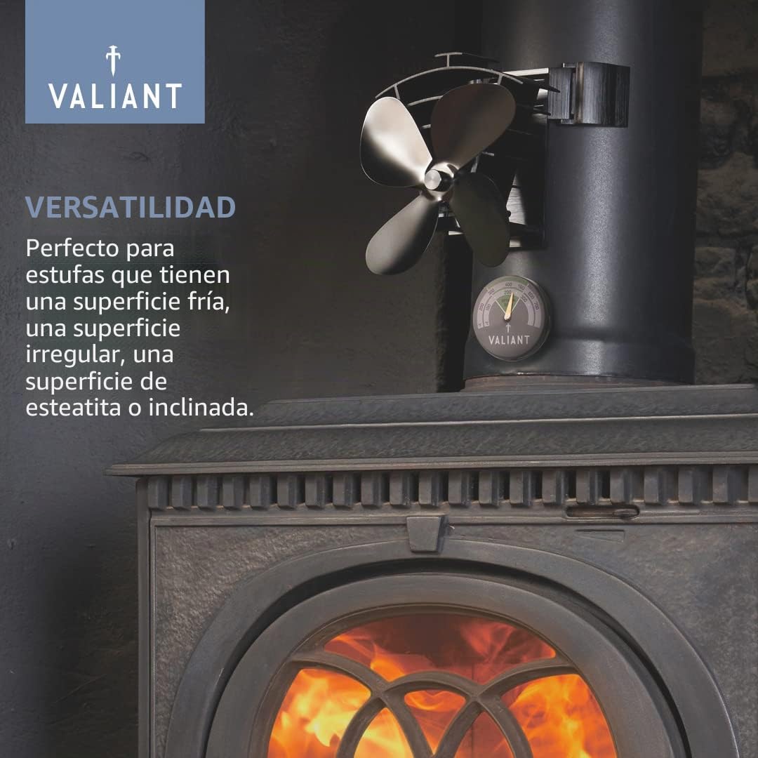 Valiant Ventilador de estufa Remora, magnético, alimentado por calor (FIR350), negro, 200 mm