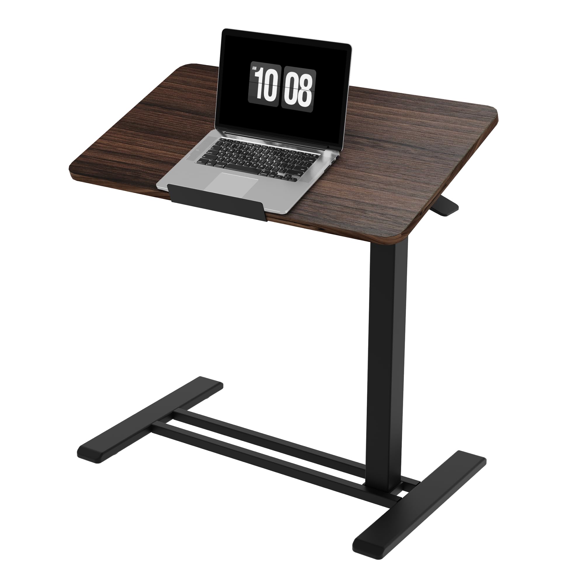 FLEXISPOT H7 PRO Mobile Standing Desk Adjustable Overbed Table Pneumatic with Wheels 90°Tiltable Portable Laptop Desk Rolling Computer Cart Foldable Bedside Table(27.6" W x 15.7" D, Rustic Brown)