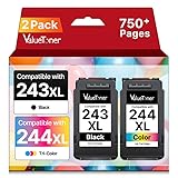 PG243XL CL244XL Ink Compatible Replacement for Canon 243 and 244 Ink Cartridges for Canon Ink 245 and 246 Work with Pixma MX490 MG2522 MX492 MG2520 TR4520 TR4522 TS202 TS3122 TS 3322(1Black, 1Color)