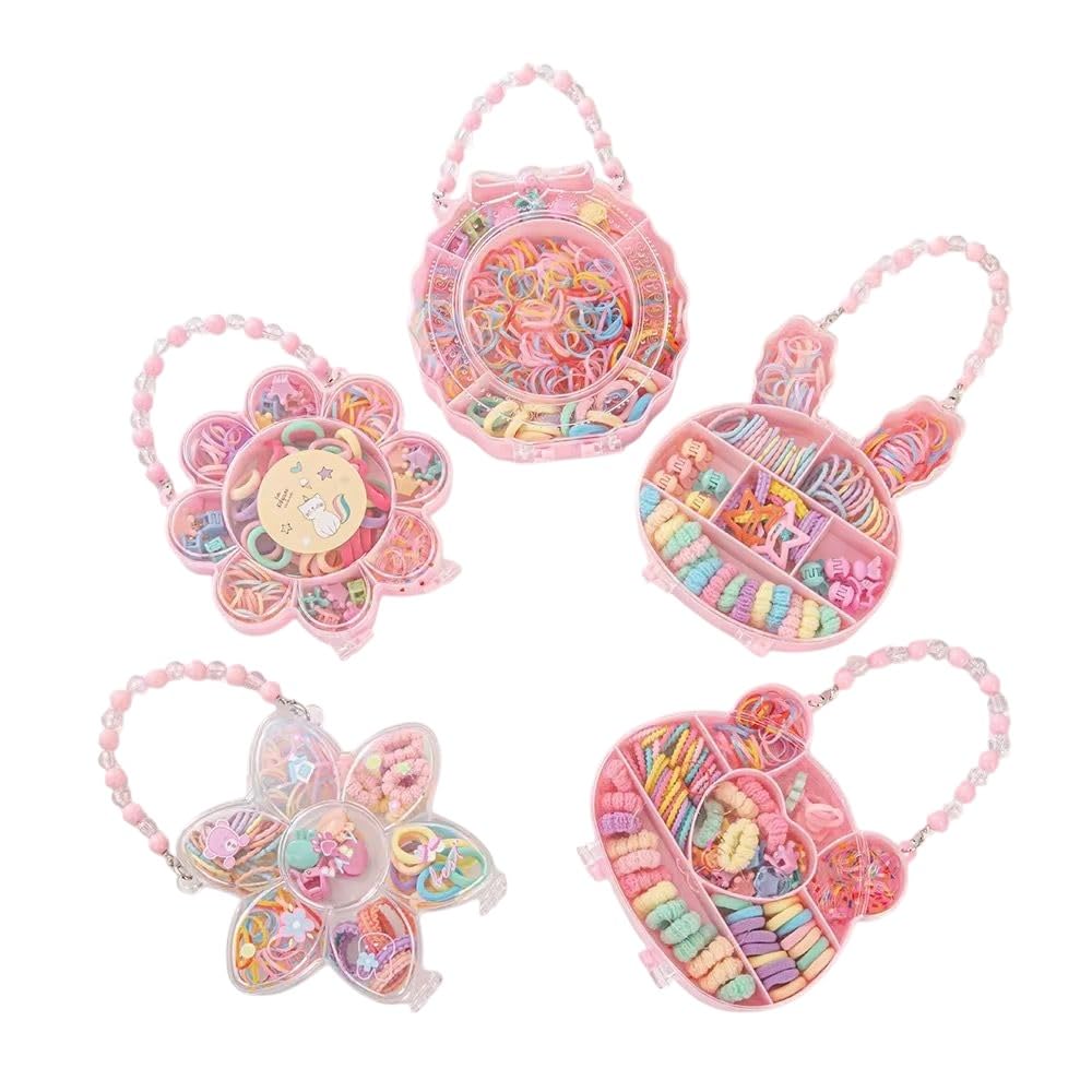 HONEY ACCESSORIES®-ASSORTED 1BOX Hair Accessories Set for Girls,Toddler Colorful Elastic Hair Ties with Gift Box Hair Accessories Set with Bow Clips,Mini-Clutchers Rubber Bands, Hair Claw Clips, and Organizer Box for Girls and Toddlers-image-46