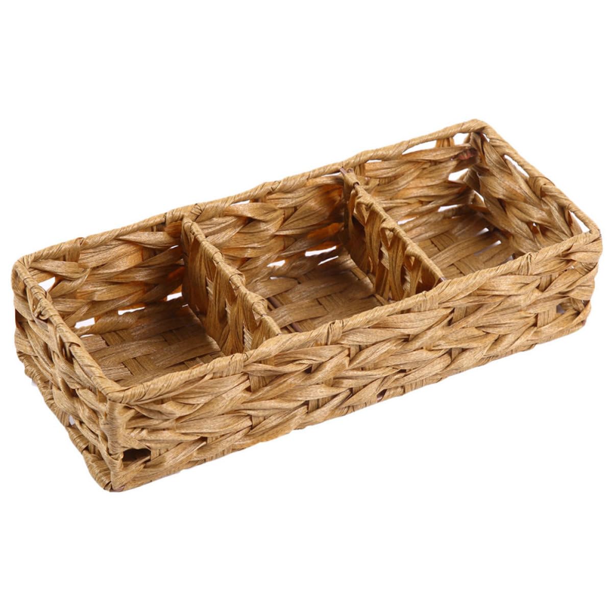 Panier tressé 3 compartiments en herbe de calebasse imitation pour rangement
