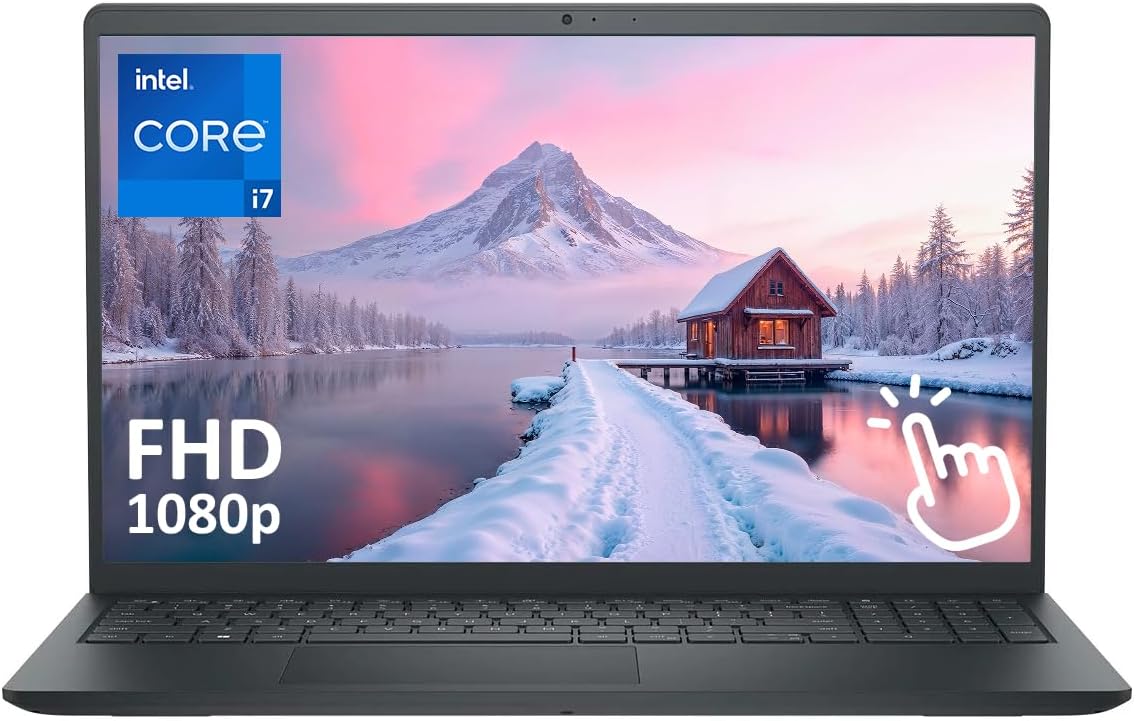 Dell Touchscreen 15.6" Business Laptop Computer, 12GB RAM 512GB Storage (256GB SSD+256GB Docking Station Set), Intel Core i7-1355U Processor, FHD Display, Windows 11, Black