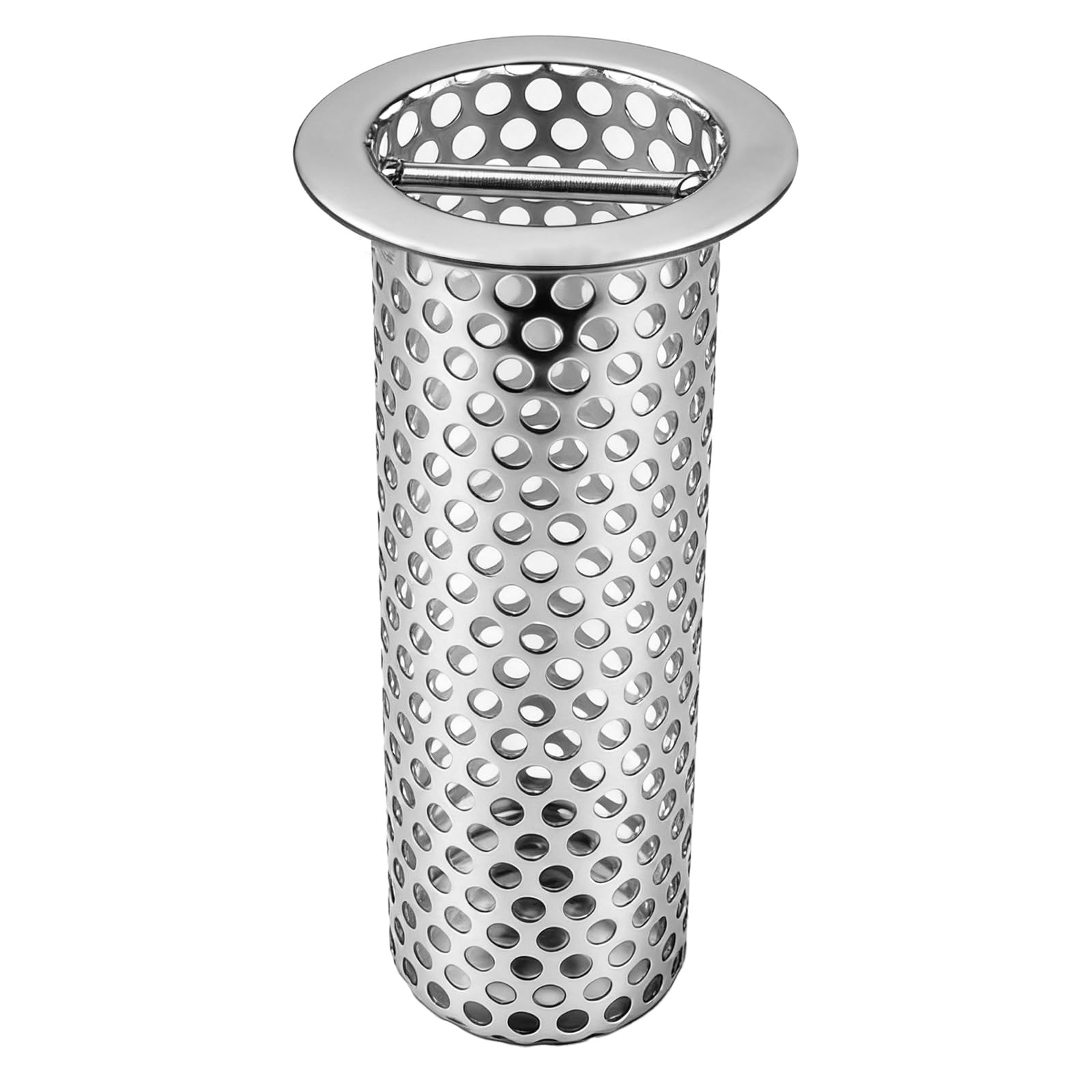 Floor Drain Strainer Commercial, 6in Tall 2in Diameter with Carry Handle 316 Stainless Steel Floor Drain Filter for Factory Kitchen Hospital Plant Downspouts Restaurant Industria