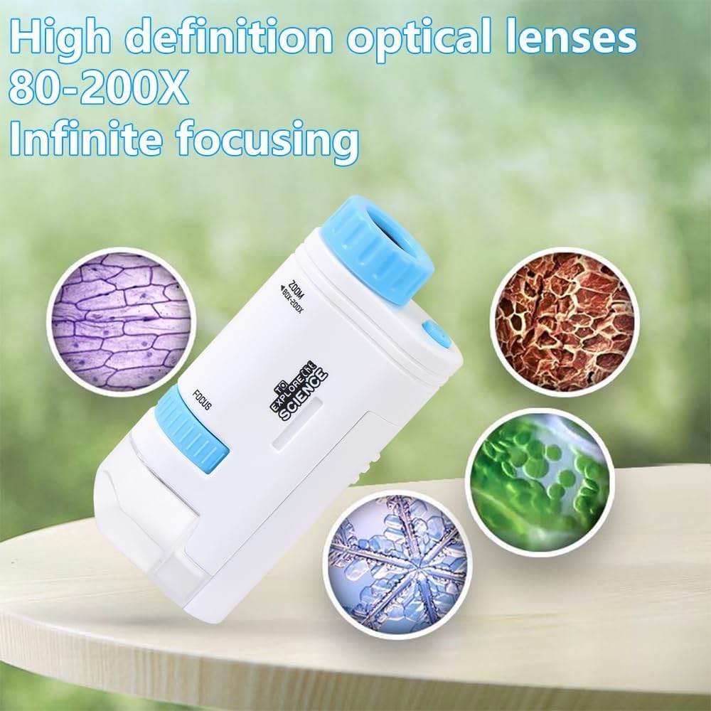 Microscope Enfant Numérique De Poche – Écran IPS 2″, Zoom 20-200x, LED 4 Niveaux, Connexion PC – Cadeau Scientifique 3-8 Ans