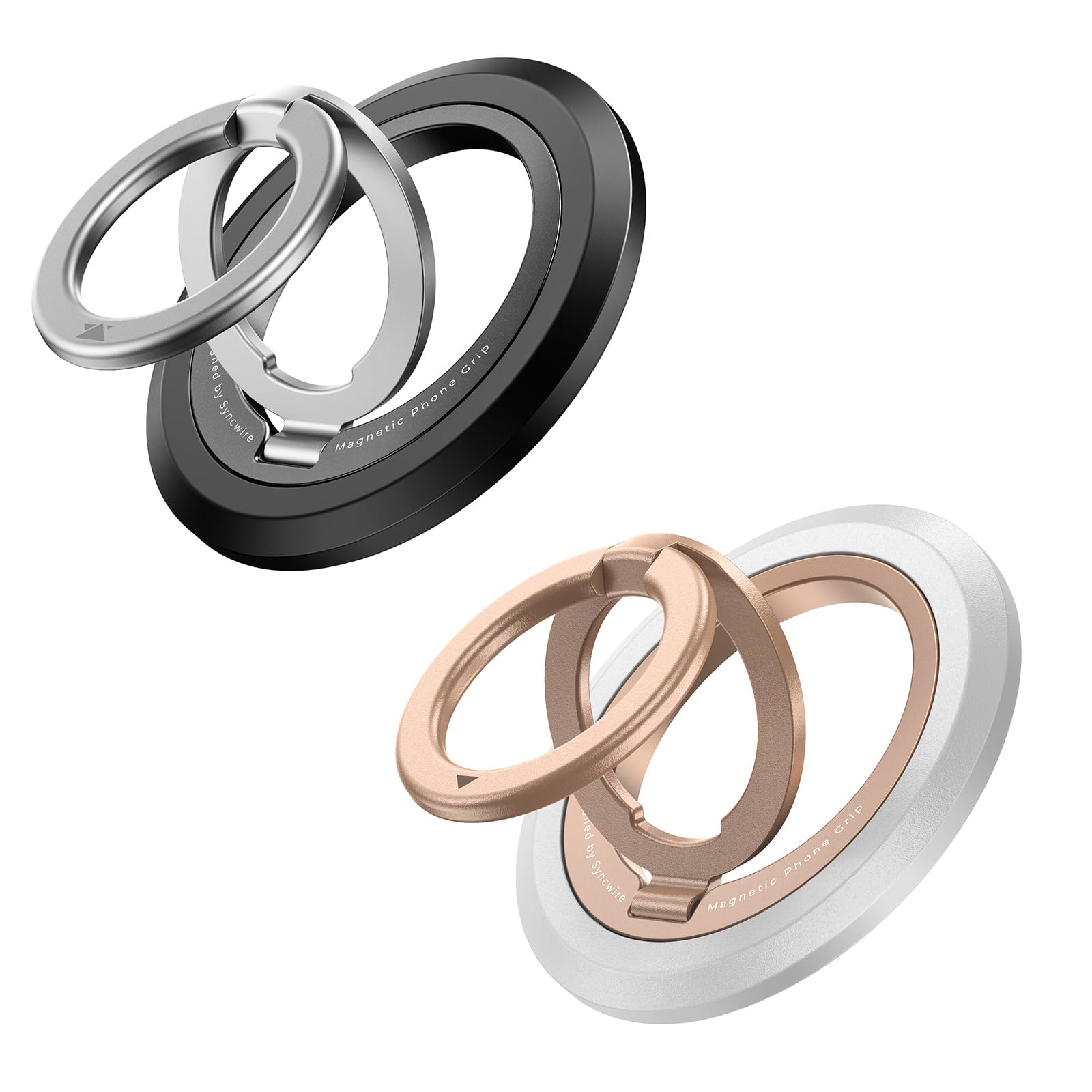 SYNCWIRE Magnetic Phone Ring Holder for MagSafe [2 Pack], 360° Rotation Dual Sided Magnet Grip Cell Phone Ring Stand Finger Kickstand Compatible with