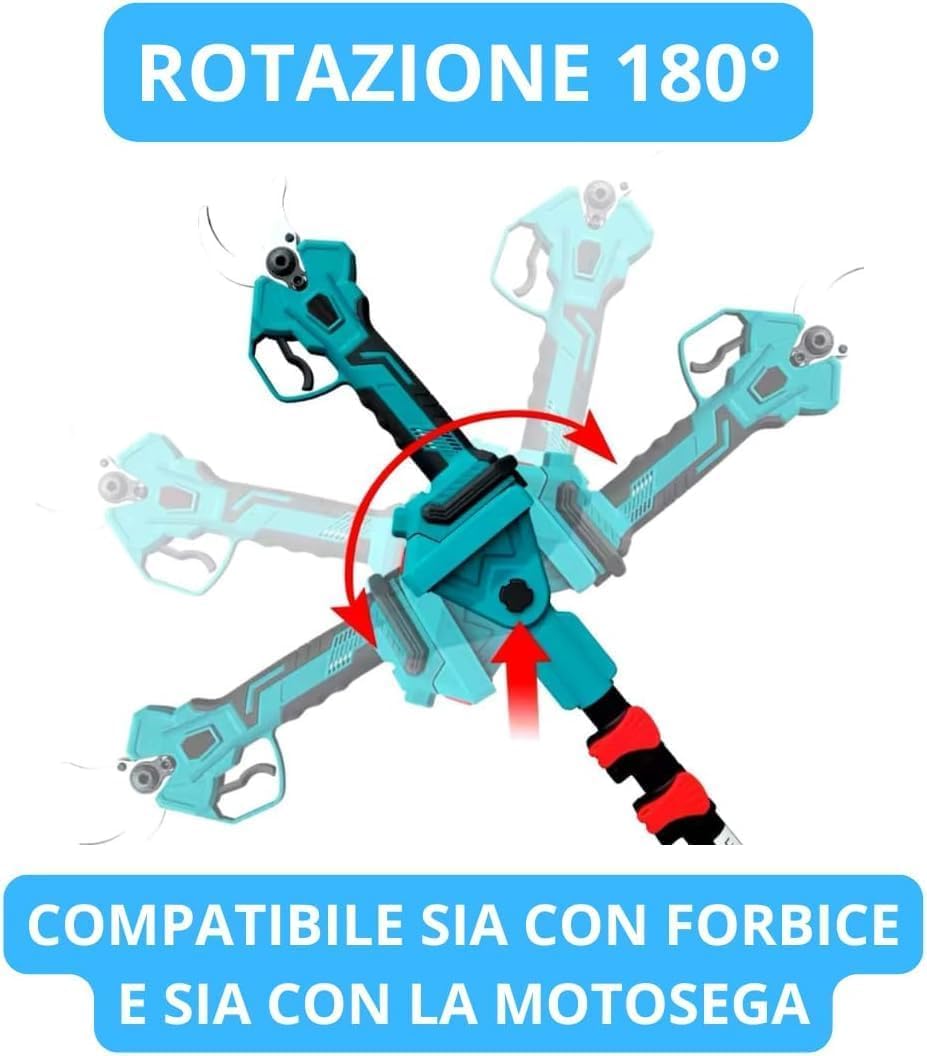 SQUADO Set Giardinaggio 3 in 1 – Motosega a Batteria, Forbice da Potatura Elettrica, Asta Telescopica Regolabile, 2 Batterie 21V per Lavori Esterni