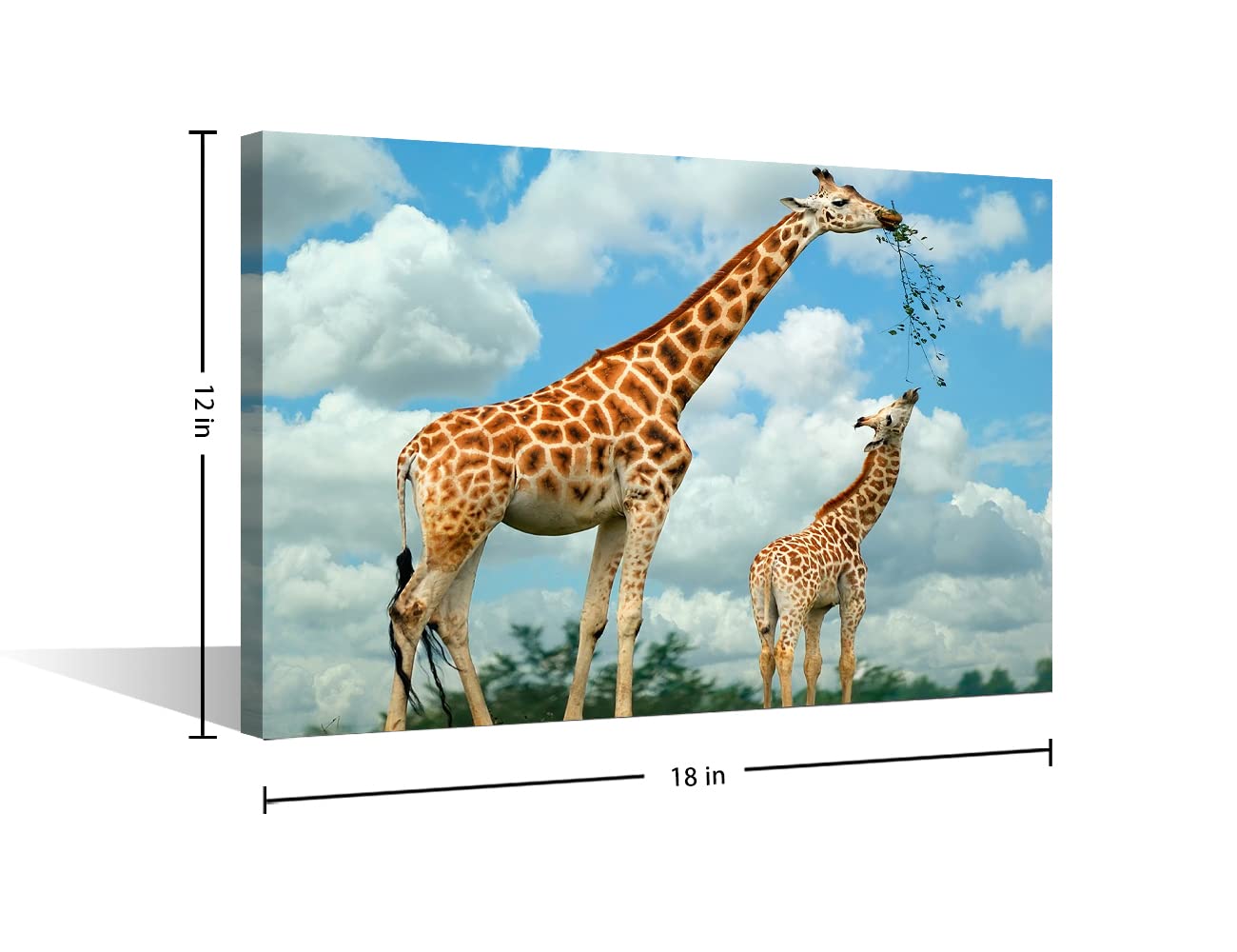 Canvas Wall Art Animals Painting for Interior Bathroom Wall Décor Giraffe Mother and Child for Living Room Dining Room Decorations Framed Ready to Hang Small Size 12x18inch (30x45cm) - Image 4