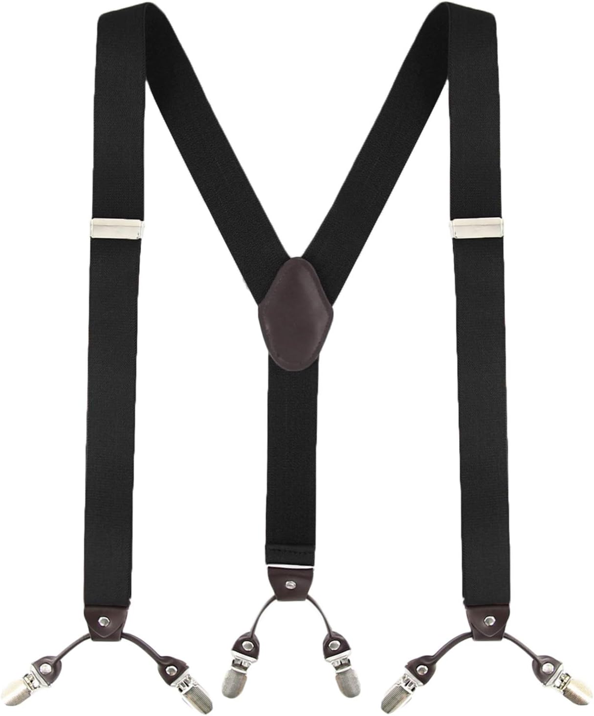 MLMMens Braces MLM Braces for Men Heavy Duty 6 Clips Wide 1.4" Y-Back Elastic Durable Suspenders with Thicken Wide Metal Clips (1 Year Warranty)